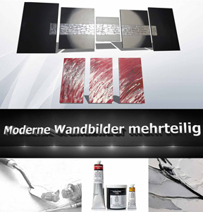 Wandbilder modern als mehrteilige Wandbilder. Die modernen Wandbilder sind handgemalt.